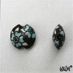 Heart flowers, blue on dark, lentil size S
