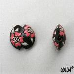 Heart flowers, pink on dark, lentil size S