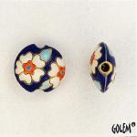 Heart flowers, white on dark blue, lentil size S