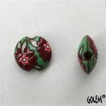 Heart flowers, wine on green, lentil size S
