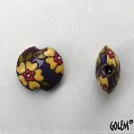 Heart flowers, yellow on purple, lentil size S
