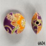 Cotton flower, purple & yellow, lentil size M