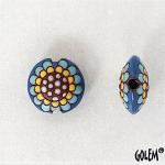 Blue Paisley Flower, lentil bead size S