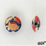 Pomegranates on blue, lentil bead Size S