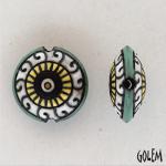 Tiny Swirls - White & Jade, lentil bead size M