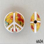 Peace Sign with flowers, lentil bead size M