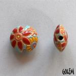 Red & Yellow flowers on light blue, lentil, size S