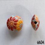 Red & Yellow flowers on light blue, lentil, size S