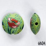Poppy meadow, light green lentil bead size M