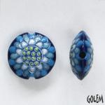 Blue flower, dark blue lentil bead size M