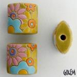 Flowers in pink & yellow, pillow bead size XL