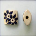 Pillow bead, dark blue flowers
