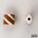 diagonal stripes in white, red, green - size S