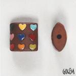 Hearts, terracotta, pillow shape bead size XL
