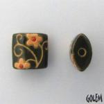 flowers on dark green, pillow bead size M
