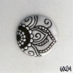 Paisley, medium round, white on dark