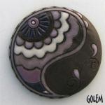 Paisley, large round, purple on dark