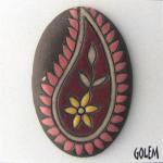 Paisley long oval, pink on dark
