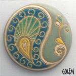 Paisley, large round, blue/green