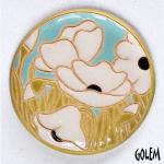 round cabochon, white poppies
