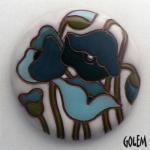 Blue poppies, large round cabochon