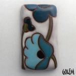 Blue poppies, rectangle cabochon