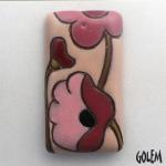 Poppies on pink, rectangle cabochon