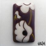 Poppies on purple, rectangle cabochon