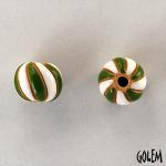 twisted stripes, white & green, string of 4