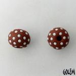 Round Terracotta bead with white polka dots