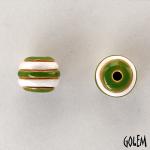 white & green stripes, round bead