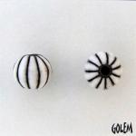 Melon bead - white stripes on dark