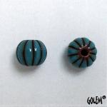 Melon bead - Carribean stripes on terracotta