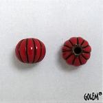 Melon bead - Neon Red stripes on terracotta