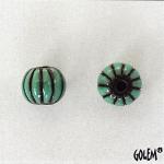 Melon bead - Green Jade stripes on dark