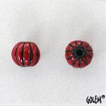 Melon bead - Red stripes on dark