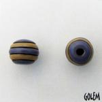 Purple & Ginger stripes on dark round bead