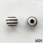 white stripes on dark round bead