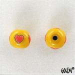 Vertical  Hearts - Pink on yellow