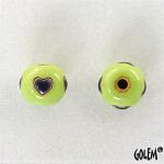 Vertical  Hearts - Purple on light green
