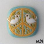 oval square cabochon, peace sign