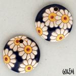 Daisies on dark blue, 2 small pendants