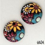Flowers on dark blue, 2 small pendants