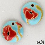 Poppies on light blue, 2 small pendants