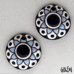 Paisley Flower in blue, 2 small pendants