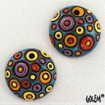 Cool Bubbles, light blue/coral/y, 2 small pendants
