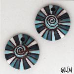 Rainbow swirl in blue, 2 small pendants