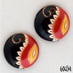 Paisley, red on black, 2 small pendants