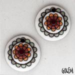 Paisley Mandala, white/coral, 2 small pendants