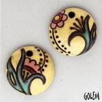 Paisley Flower, Ivory, 2 small pendants